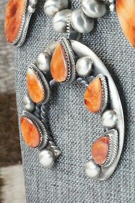 Spiny Oyster & Sterling Silver Squash Blossom and Earrings - Selina Warner
