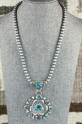 Turquoise and Sterling Silver Pendant & Necklace - Tom Lewis - High Lonesome Trading