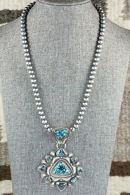 Turquoise and Sterling Silver Pendant & Necklace - Tom Lewis