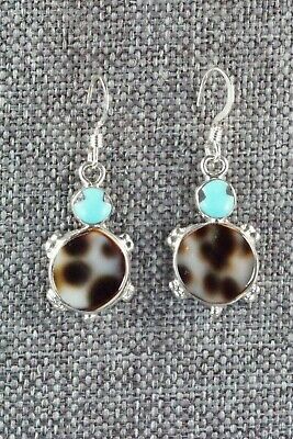 Turquoise, Shell & Sterling Silver Earrings - Kathryn Qualo