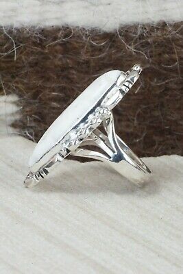 White Buffalo & Sterling Silver Ring - Daniel Benally - Size 5.5