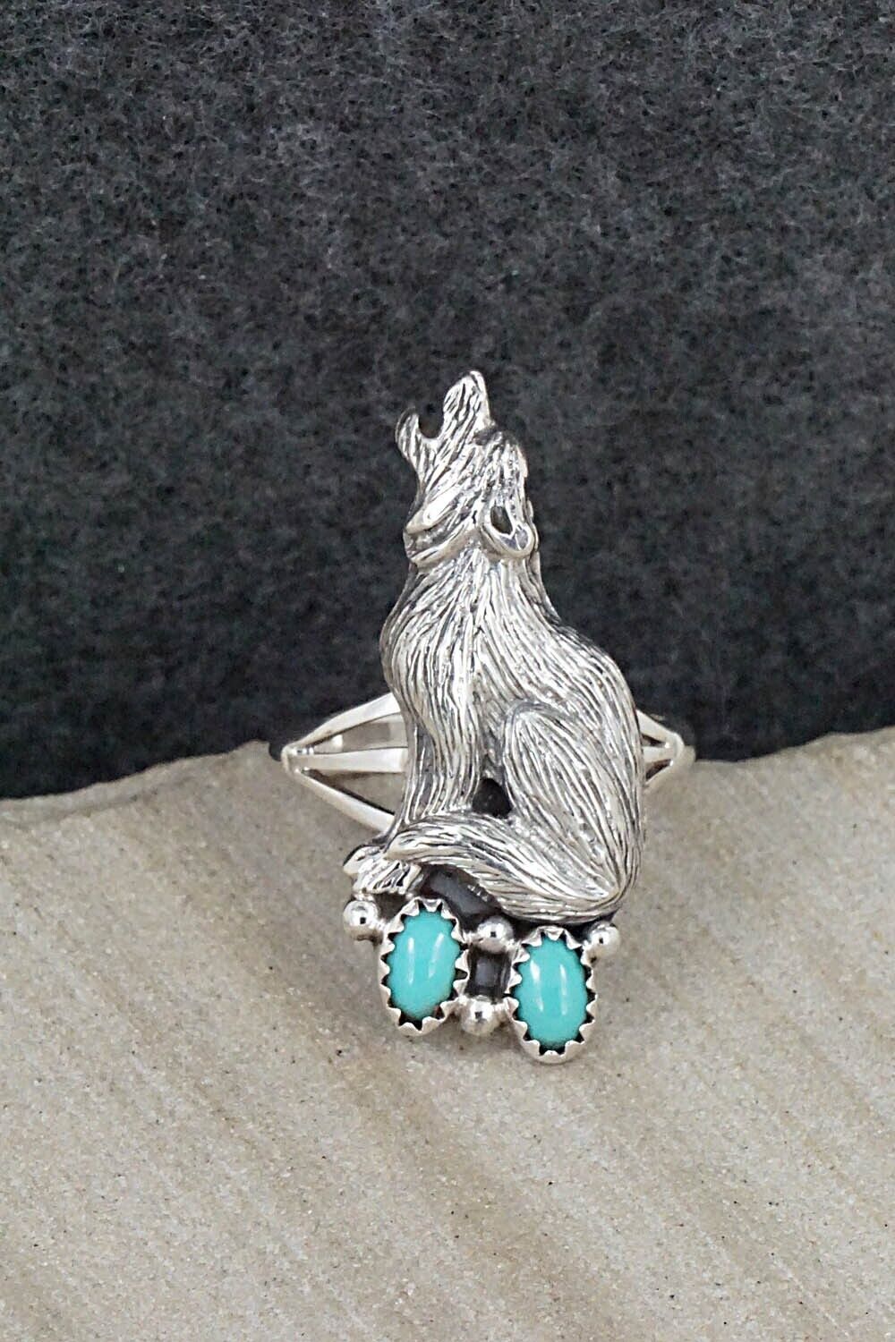 Turquoise & Sterling Silver Ring - William Begay - Size 8.75