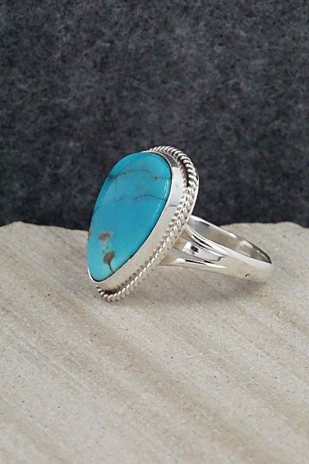 Turquoise & Sterling Silver Ring - Alice Rose Saunders - Size 8