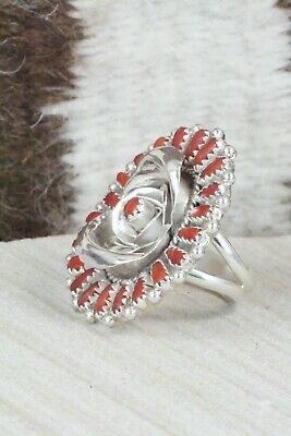 Coral and Sterling Silver Ring - Donovan Wilson - Size 6.75