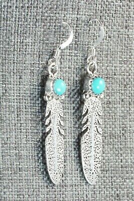 Turquoise & Sterling Silver Earrings - Lee Shorty