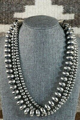 Navajo 3 Strand Sterling Silver Necklace - Jan Mariano - High Lonesome Trading