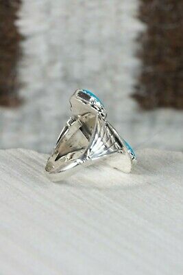 Navajo Turquoise and Sterling Silver Ring - Jeanette Saunders - Size 8.5 - High Lonesome Trading