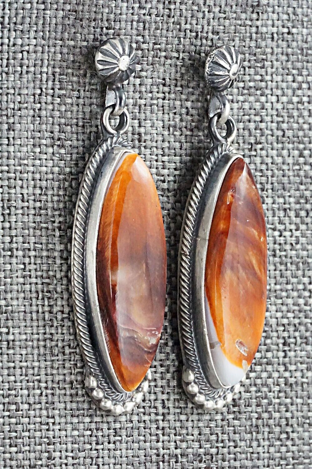 Spiny Oyster & Sterling Silver Earrings - Annie Spencer