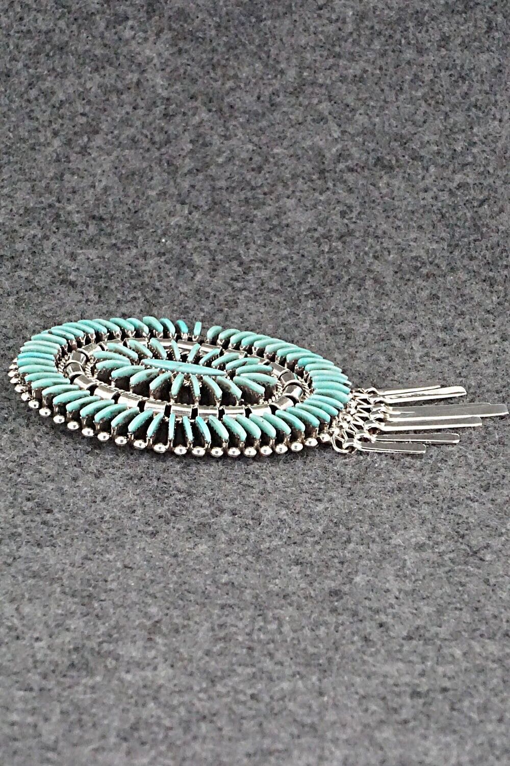 Turquoise & Sterling Silver Pendant/Pin - Edmund Cooeyate