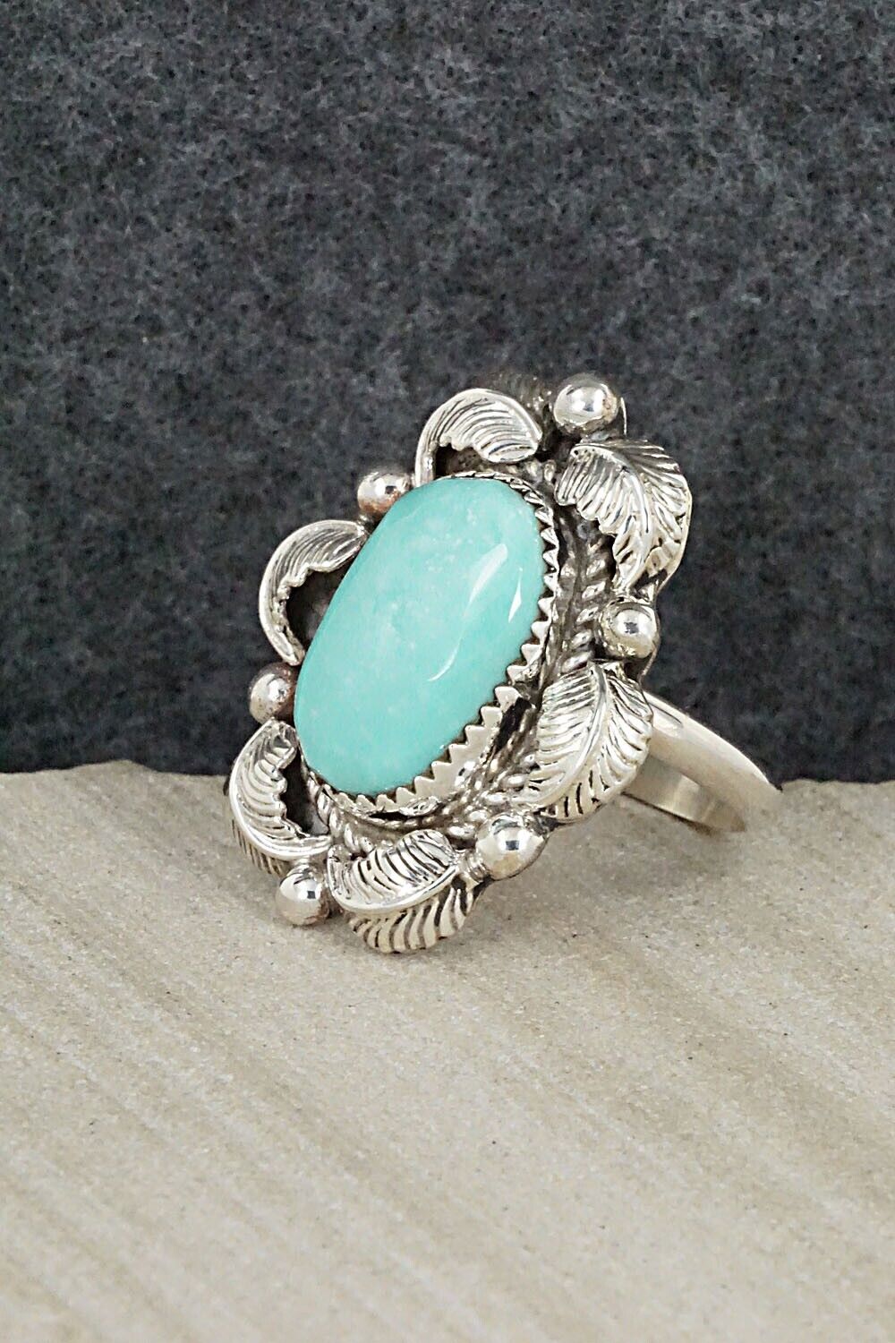 Turquoise & Sterling Silver Ring - Donavan Nez - Size 9.75