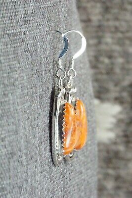 Spiny Oyster & Sterling Silver Earrings - Native American