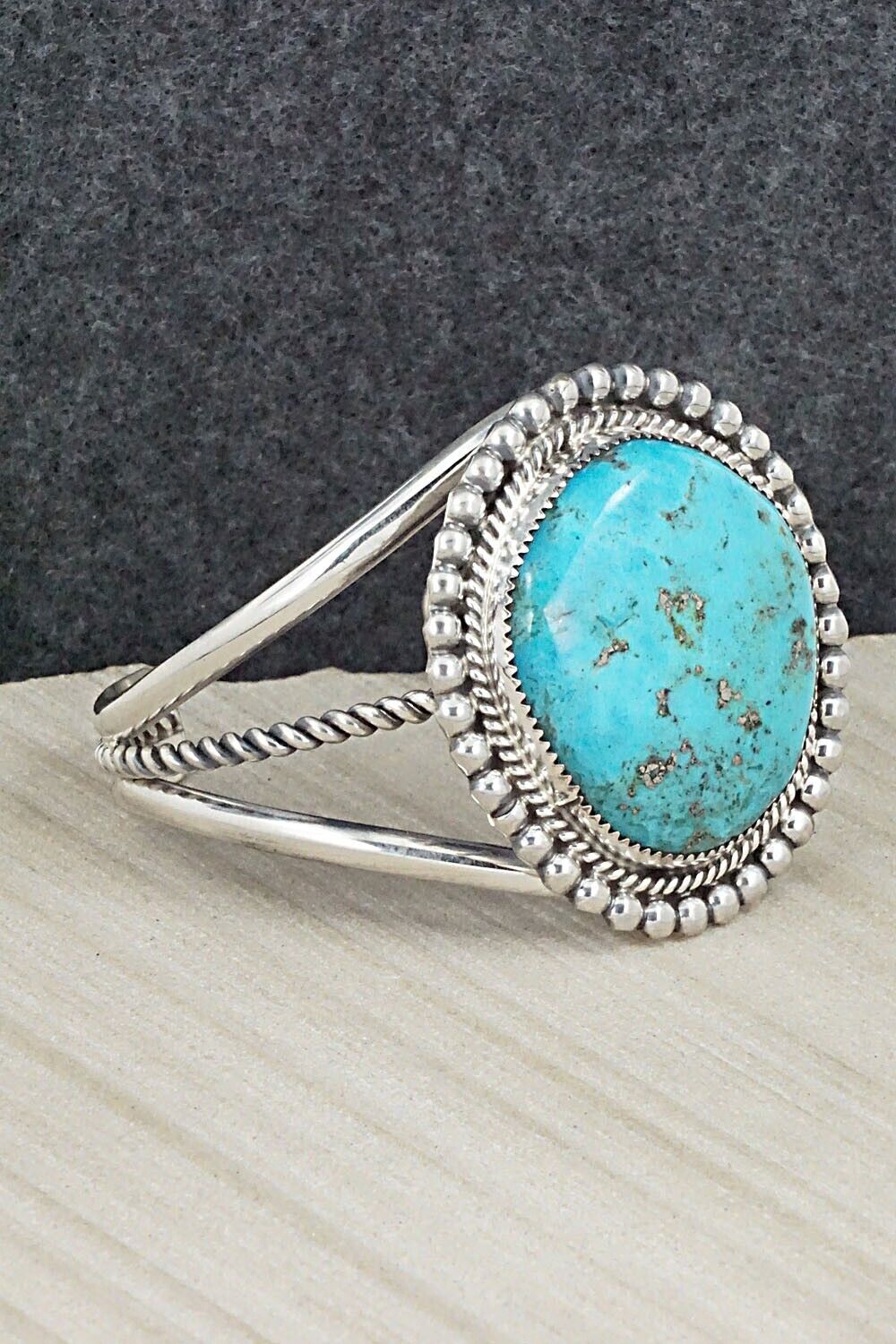 Turquoise & Sterling Silver Bracelet - Leslie Nez