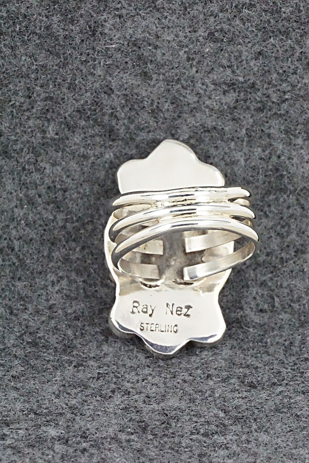 Spiny Oyster and Sterling Silver Ring - Ray Nez - Size 8