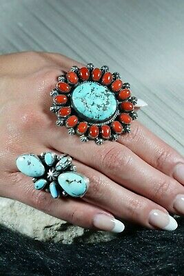 Navajo Turquoise and Sterling Silver Ring - Bobby Johnson - Size 8 - High Lonesome Trading