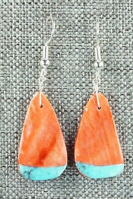 Spiny Oyster, Turquoise & Sterling Silver Earrings - Santo Domingo