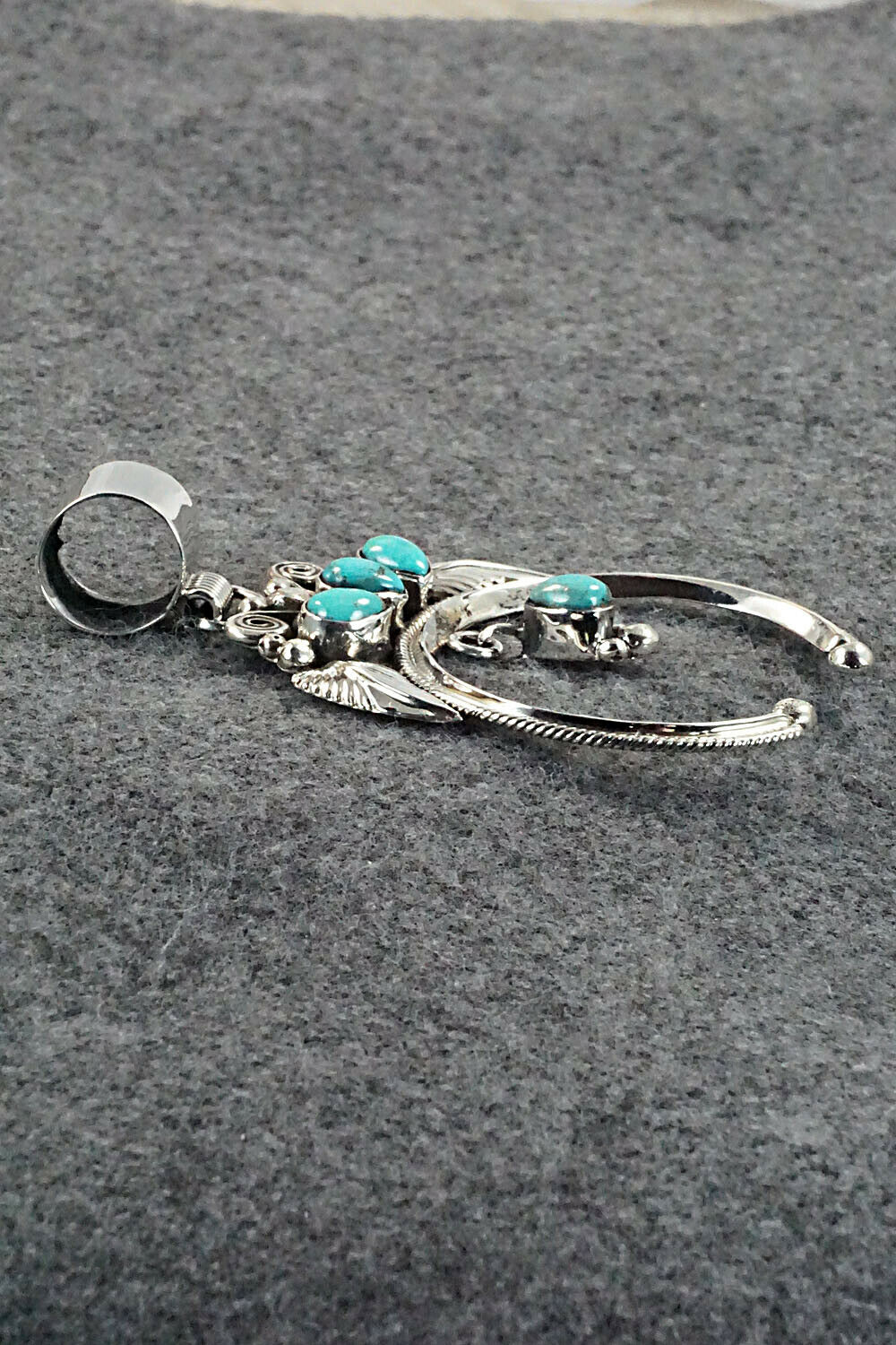 Turquoise and Sterling Silver Naja Pendant - Vernon Johnson