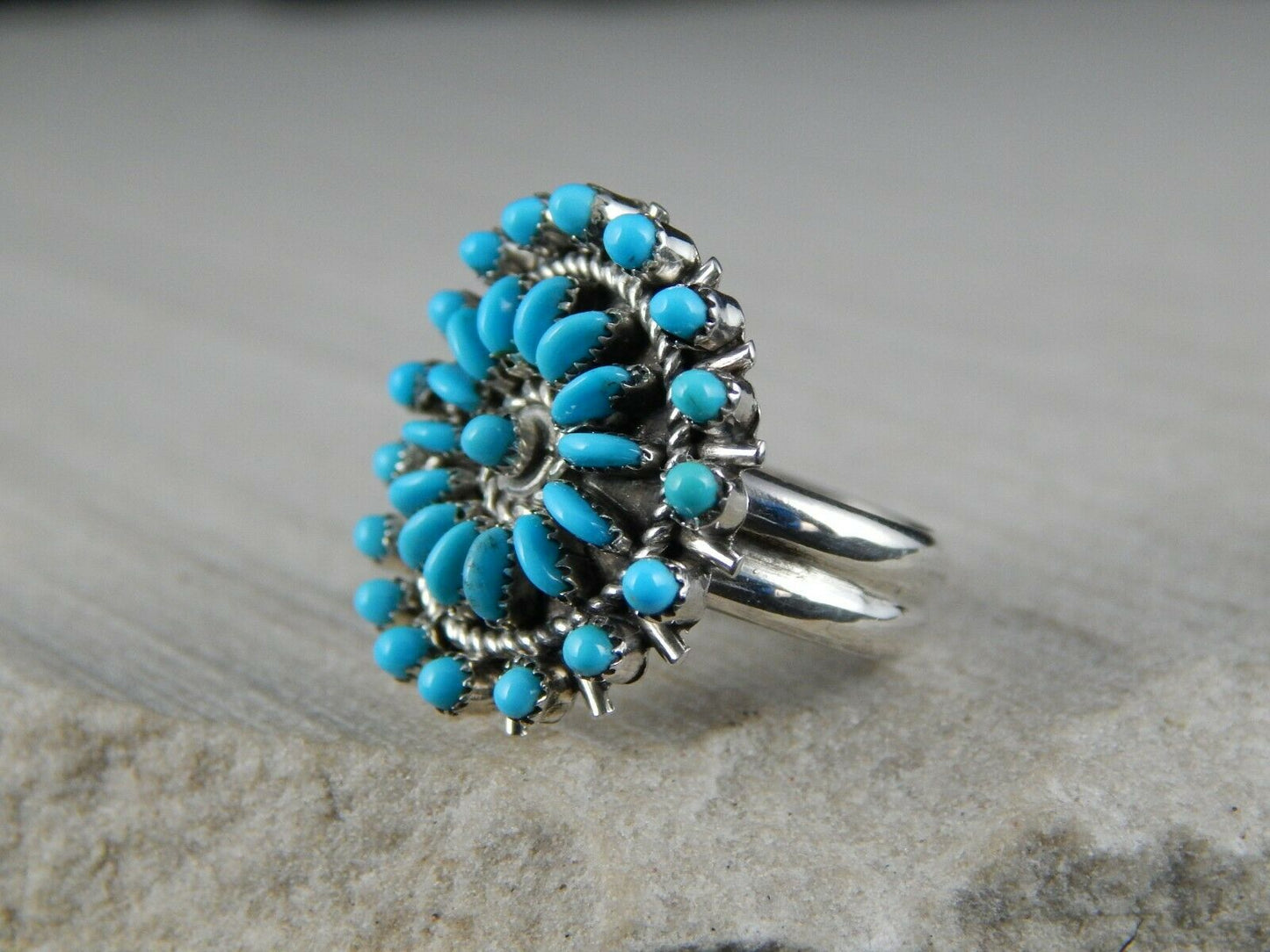 Zuni Turquoise and Sterling Silver Ring - Connie Wyaco - Size 6.5 - High Lonesome Trading