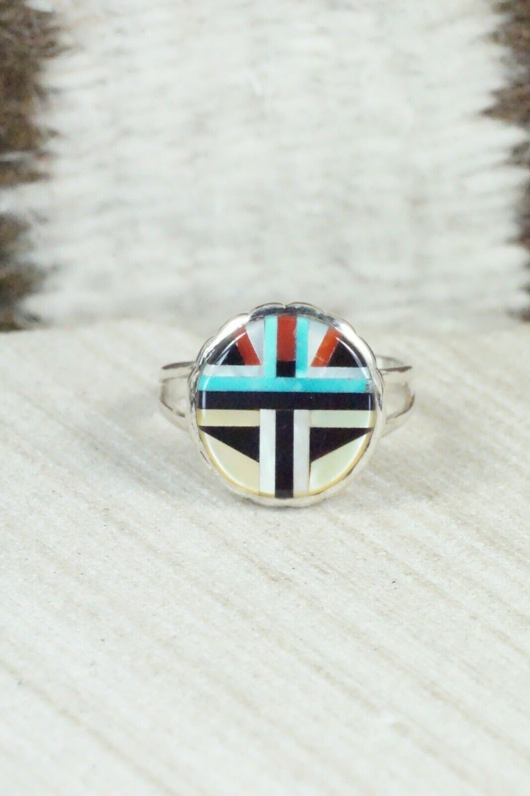 Multi Stone & Sterling Silver Ring - Ruddell Lonjose - Size 7.25