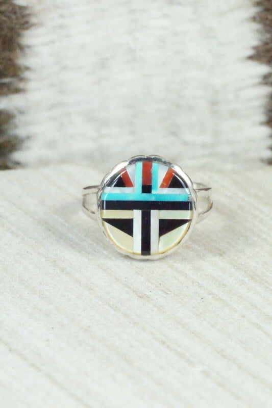 Multi Stone & Sterling Silver Ring - Ruddell Lonjose - Size 7.25