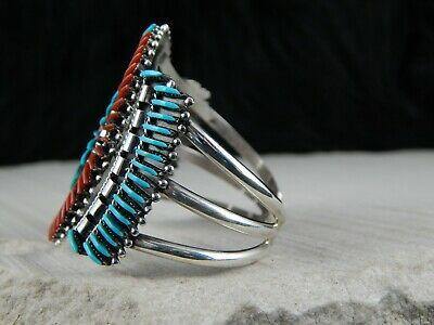 Zuni Coral, Turquoise & Sterling Silver Bracelet - Ed Cooyate - High Lonesome Trading