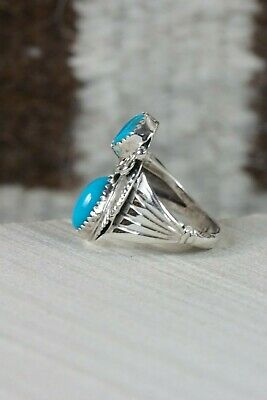 Navajo Turquoise and Sterling Silver Ring - Jeanette Saunders - Size 9.25 - High Lonesome Trading