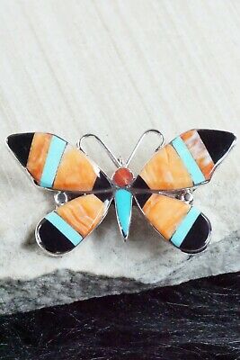 Multi Stone and Sterling Silver Inlay Pendant & Pin - Angus Ahiyite