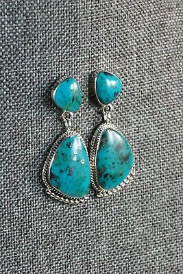 Navajo Turquoise and Sterling Silver Earrings - Sadie Jim