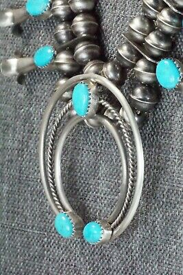 Turquoise & Sterling Silver Squash Blossom and Earrings - Leon Kirlie