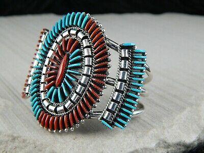 Zuni Coral, Turquoise & Sterling Silver Bracelet - Ed Cooyate - High Lonesome Trading