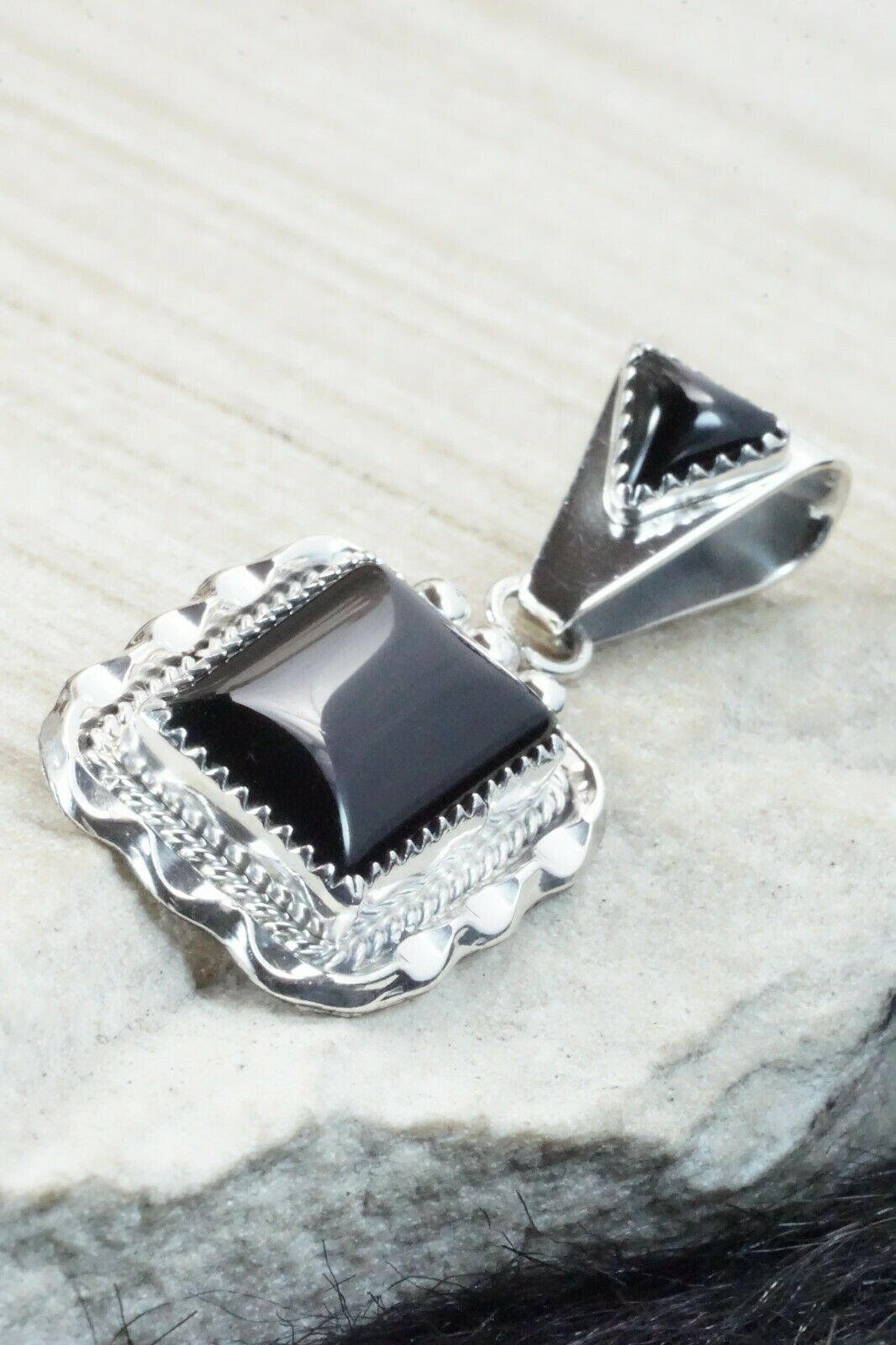 Onyx & Sterling Silver Pendant - Samuel Yellowhair