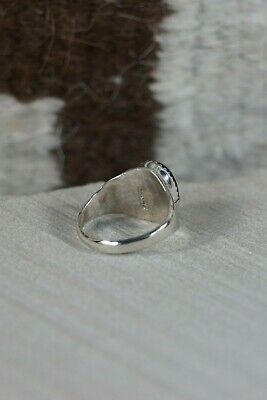 Navajo Onyx and Sterling Silver Ring - Mary Lincoln - Size 8.5 - High Lonesome Trading
