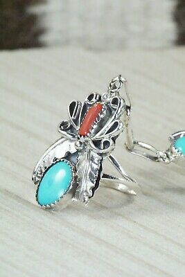 Turquoise & Coral Bracelet and Ring - Harry B. Yazzie