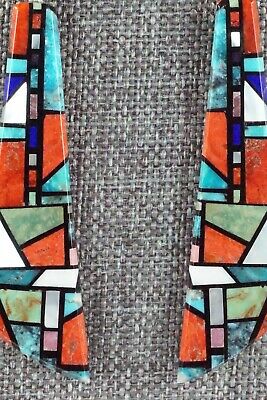 Multi Stone Inlay & Sterling Silver Earrings - Chris T. Nieto - Santo Domingo