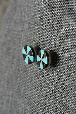 Zuni Turquoise & Sterling Silver Earrings - Johnson Laweka - High Lonesome Trading