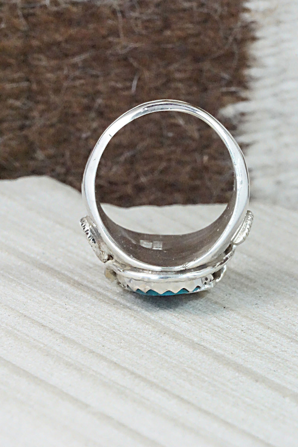 Turquoise & Sterling Silver Ring - Joy Calavaza - Size 12