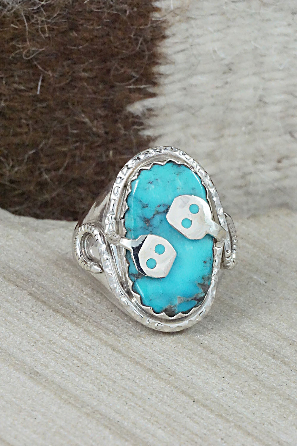 Turquoise & Sterling Silver Ring - Joy Calavaza - Size 9.5