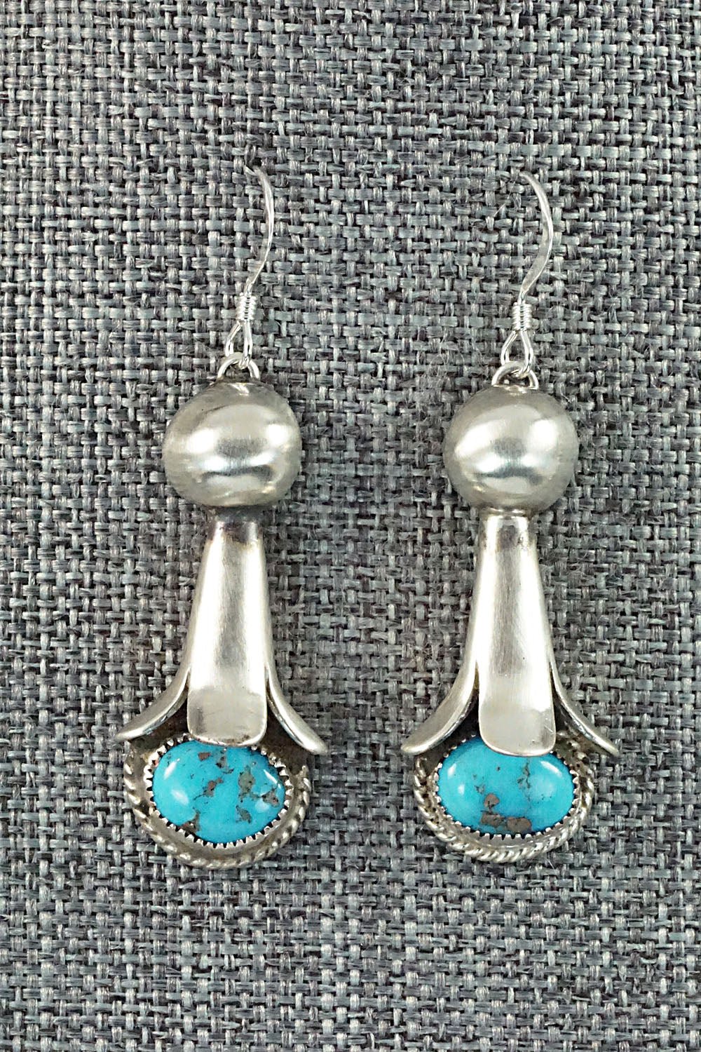 Turquoise & Sterling Silver Squash Blossom Necklace and Earrings - Derrick Gordon Jr.