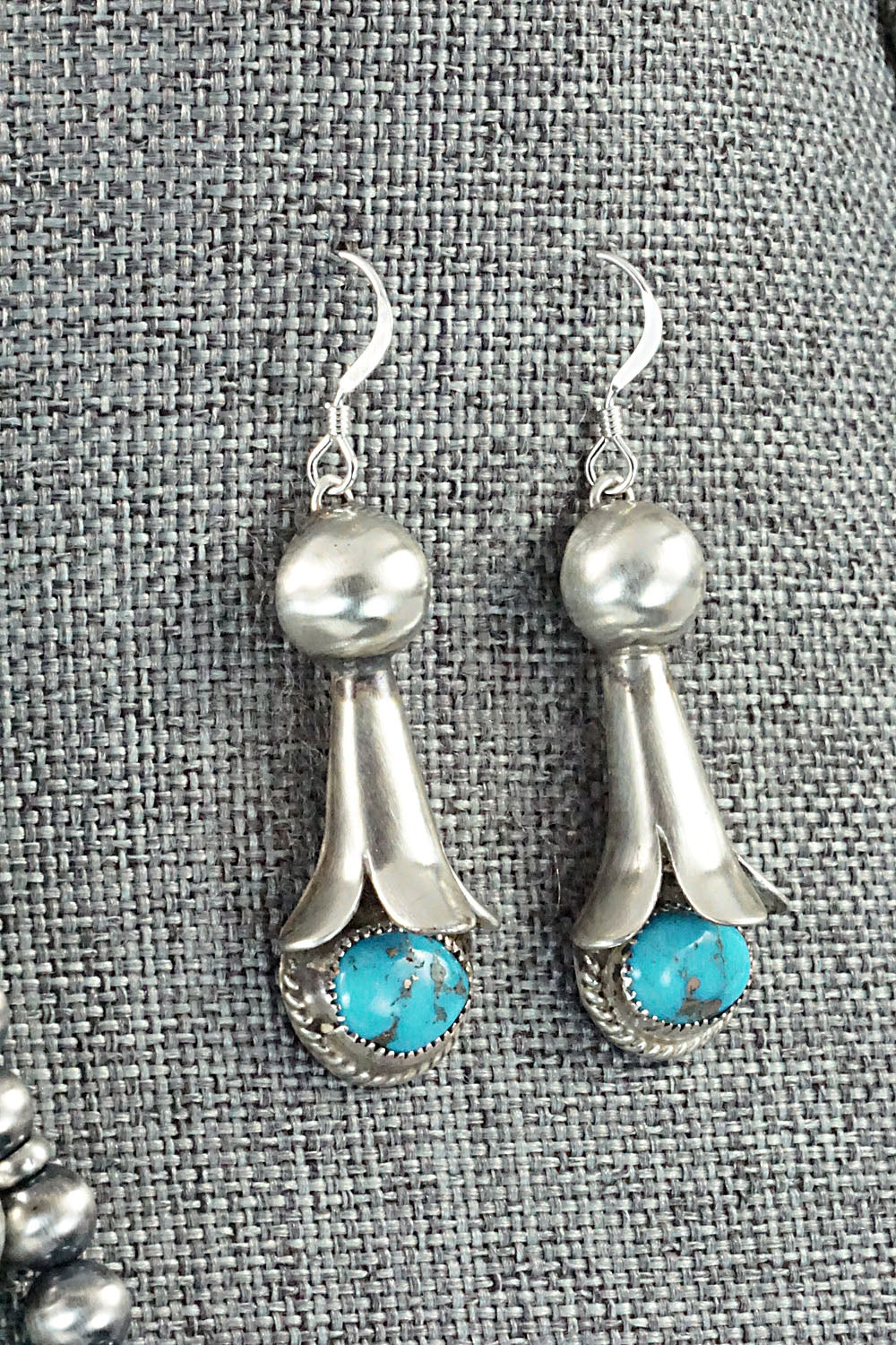 Turquoise & Sterling Silver Squash Blossom Necklace and Earrings - Derrick Gordon Jr.