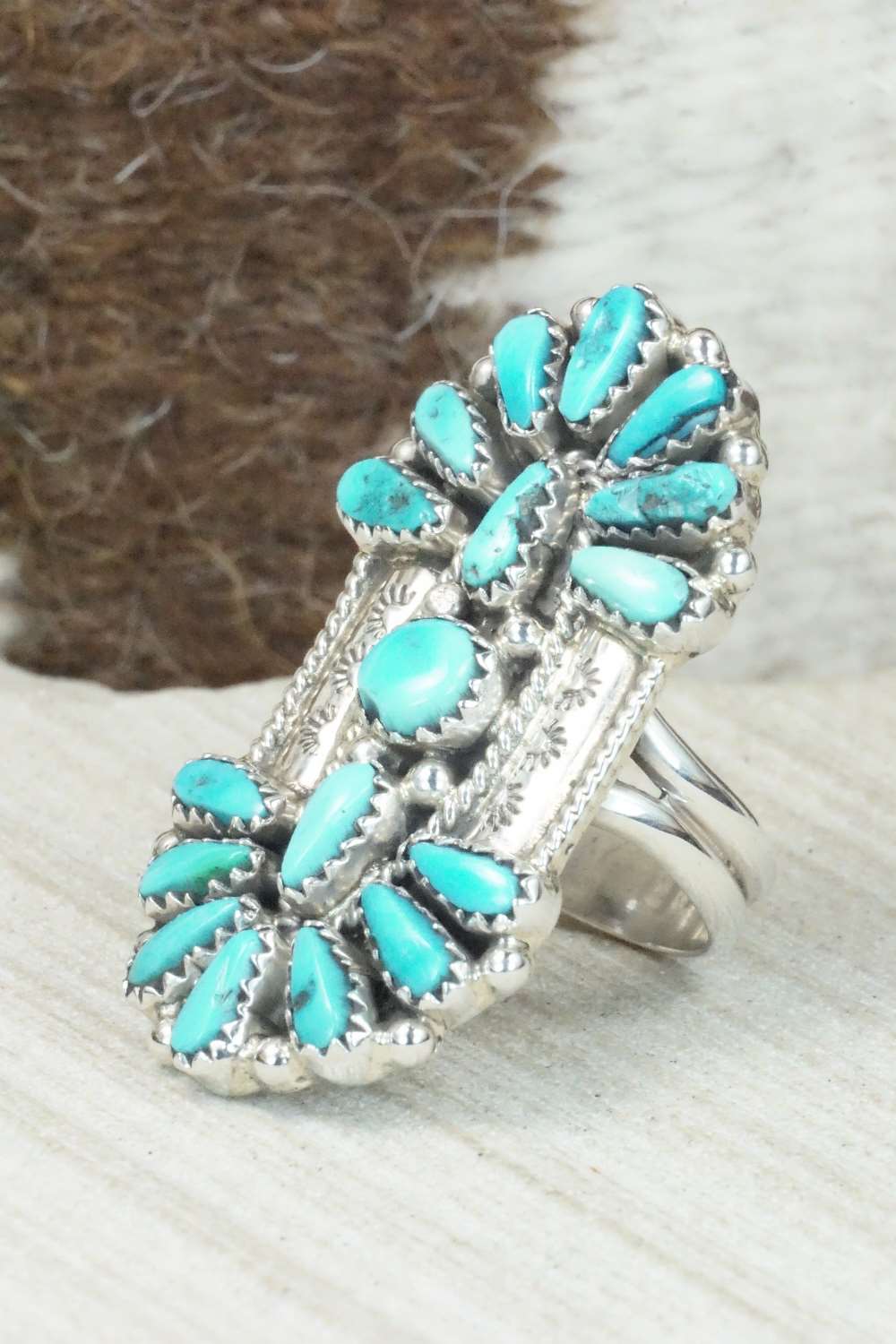 Turquoise & Sterling Silver Ring - Donovan Wilson - Size 7.5
