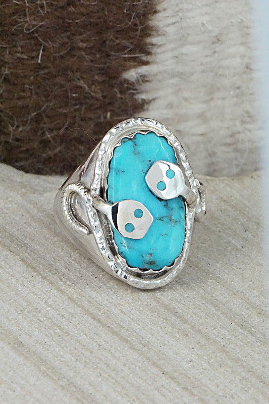 Turquoise & Sterling Silver Ring - Joy Calavaza - Size 9.5