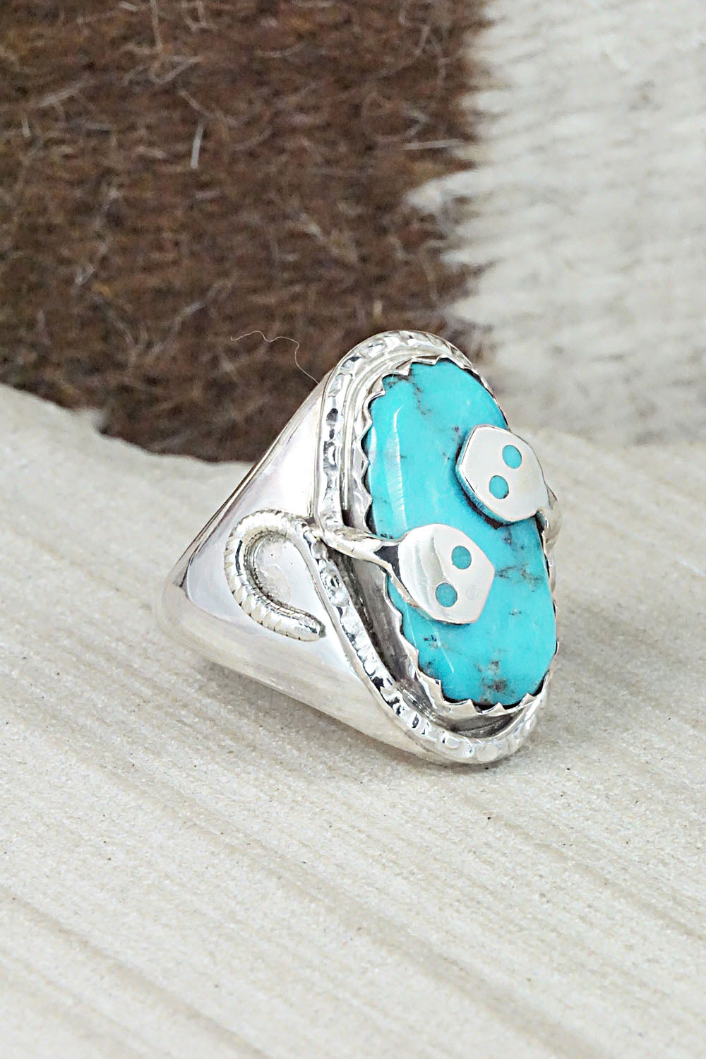 Turquoise & Sterling Silver Ring - Joy Calavaza - Size 9.5
