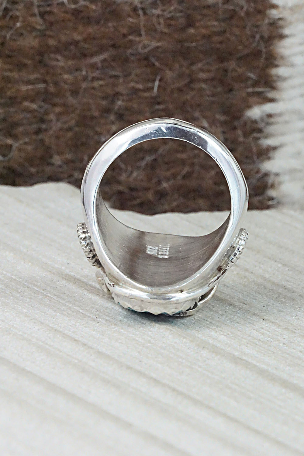 Turquoise & Sterling Silver Ring - Joy Calavaza - Size 9.5