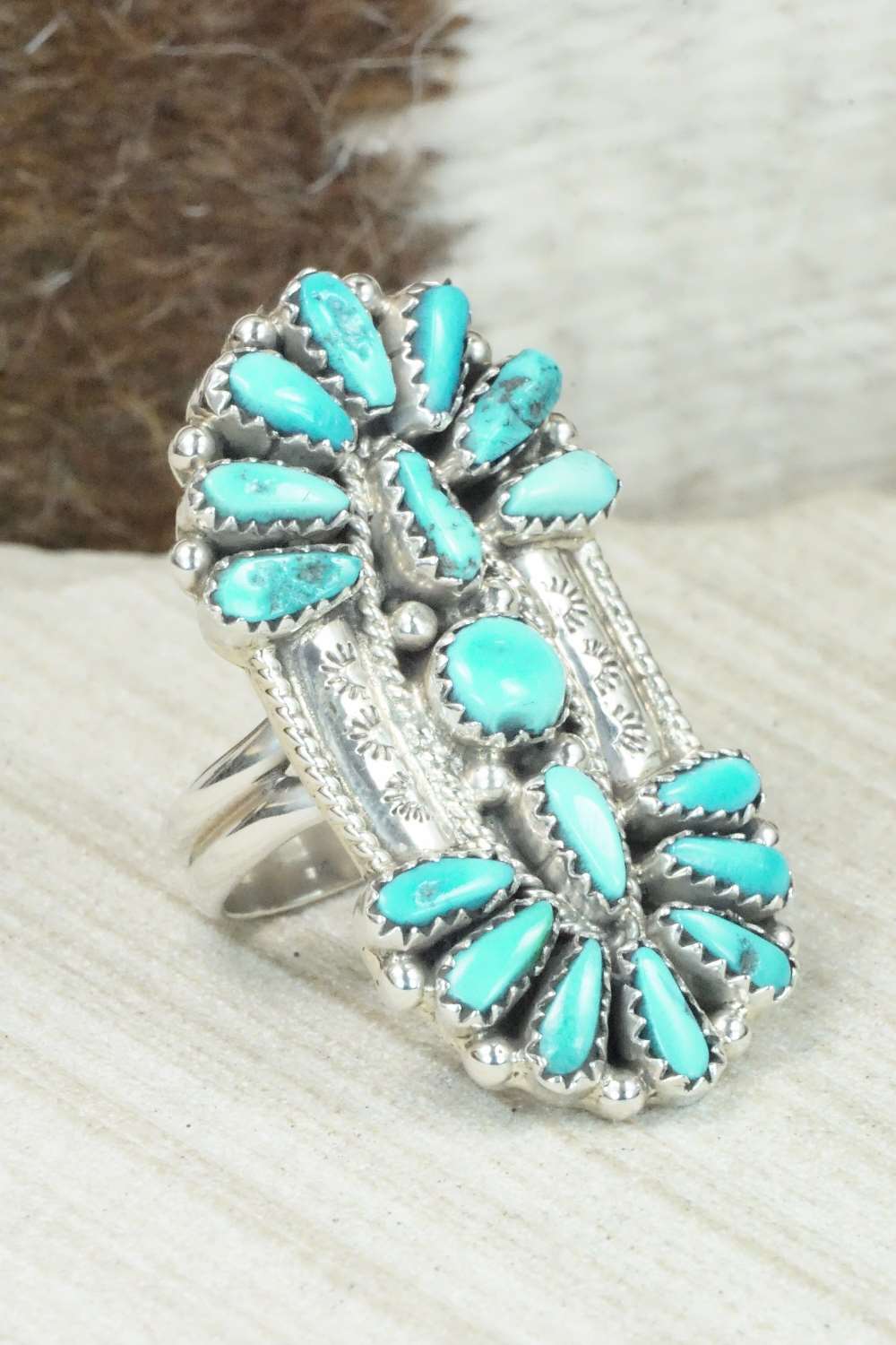 Turquoise & Sterling Silver Ring - Donovan Wilson - Size 7.5