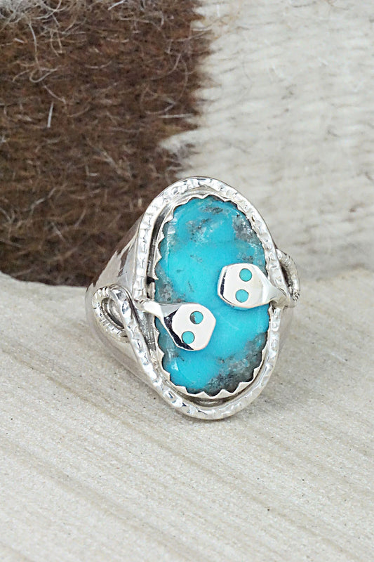 Turquoise & Sterling Silver Ring - Joy Calavaza - Size 11.5