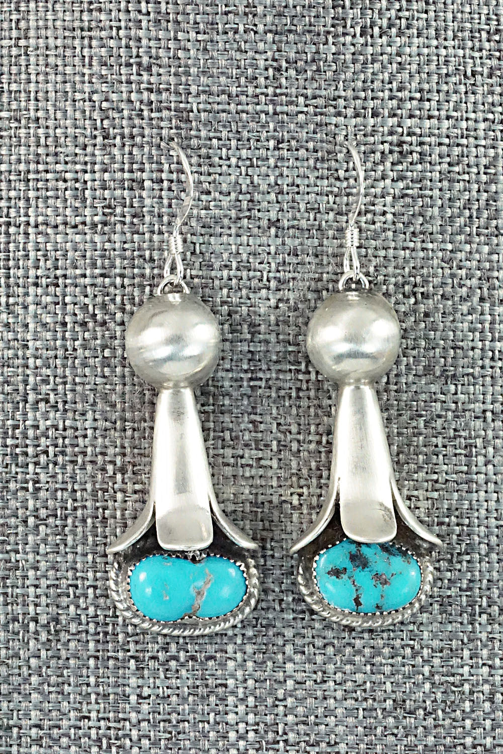 Turquoise & Sterling Silver Squash Blossom Necklace and Earrings - Derrick Gordon Jr.
