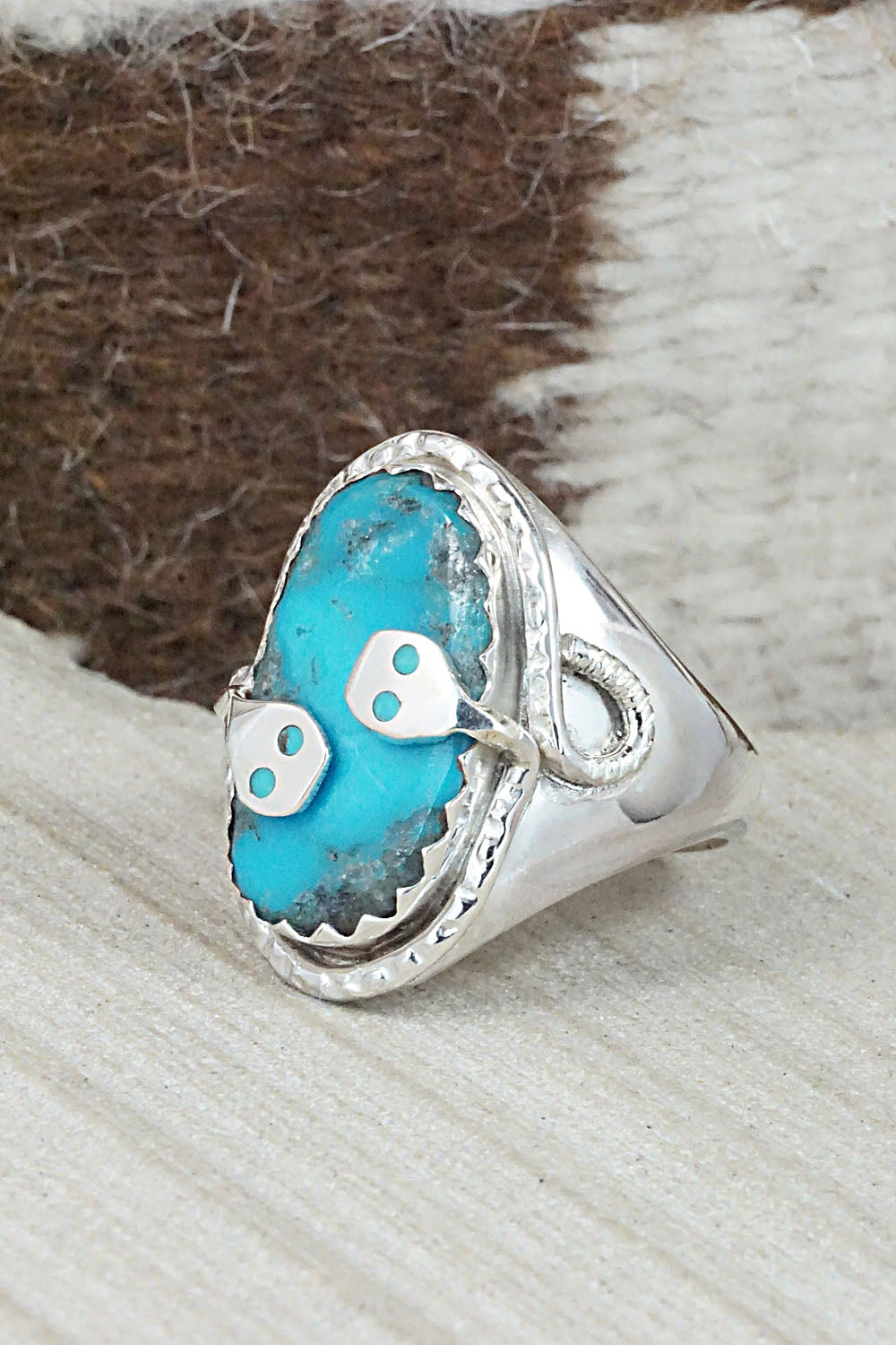 Turquoise & Sterling Silver Ring - Joy Calavaza - Size 11.5
