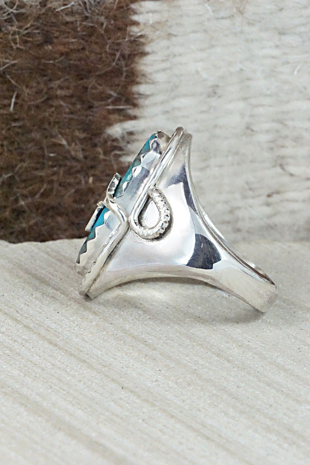 Turquoise & Sterling Silver Ring - Joy Calavaza - Size 11.5