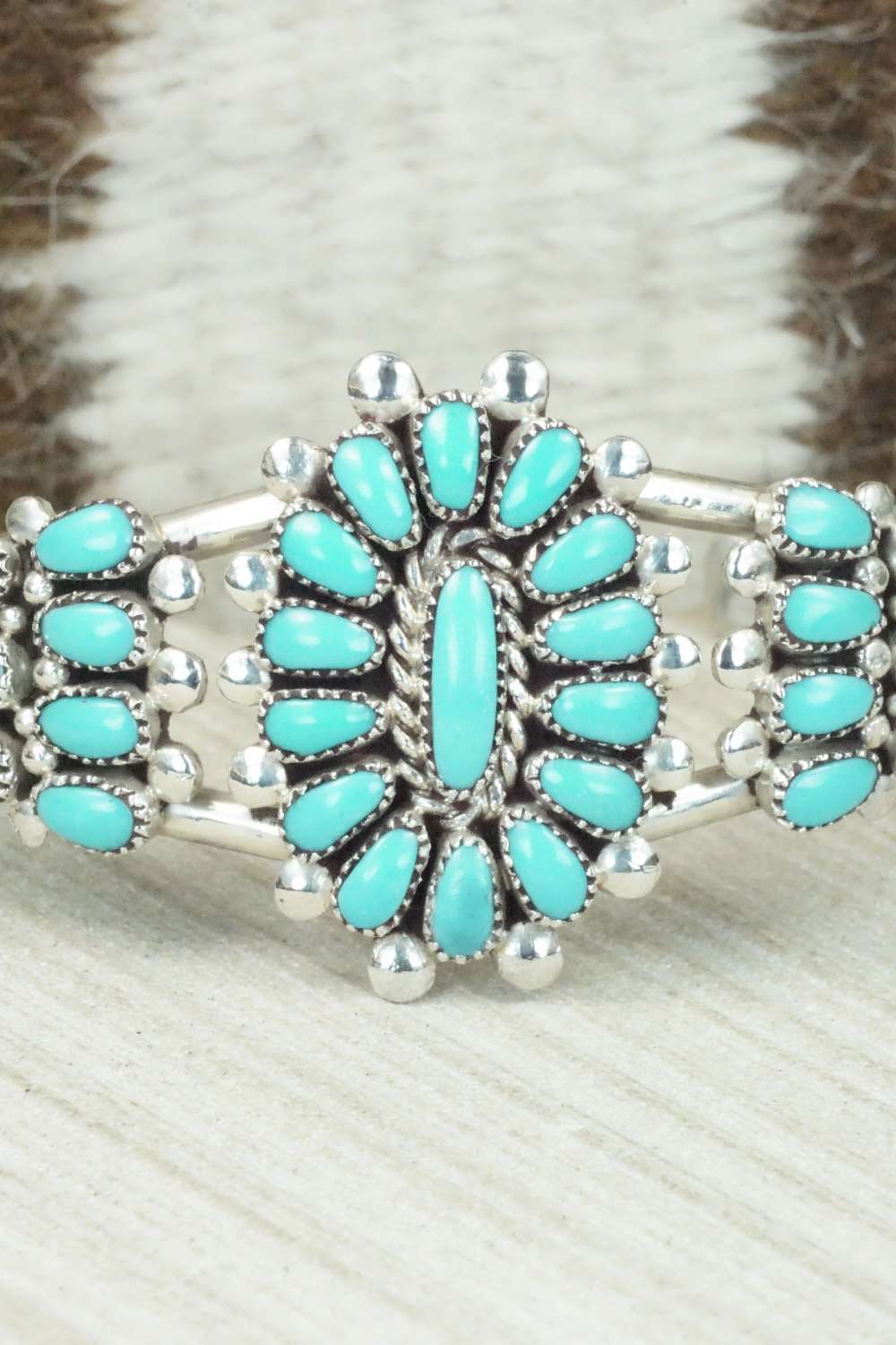 Turquoise & Sterling Silver Bracelet - Lorraine Waatsa