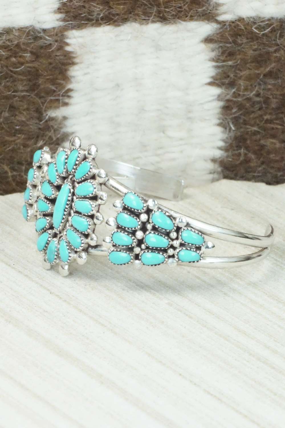 Turquoise & Sterling Silver Bracelet - Lorraine Waatsa