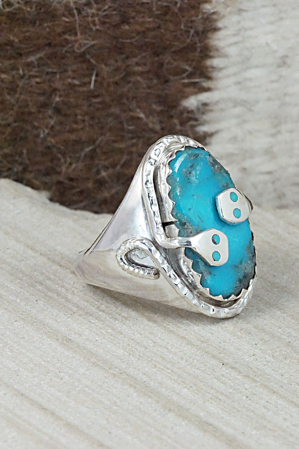 Turquoise & Sterling Silver Ring - Joy Calavaza - Size 11.5